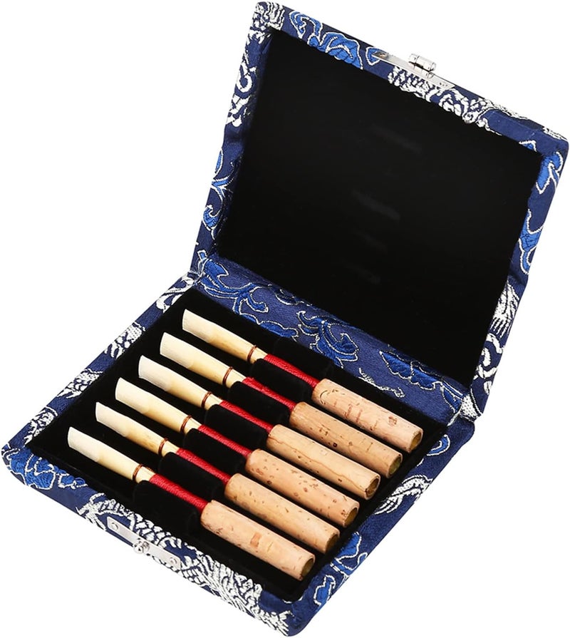 Kodrily Oboe Case, 1Pcs Bassoon Case, Wooden Silk Cloth Cover Holder, 3.54 x 3.15 x 0.78 Inch Layers Storage Box for 6pcs Oboe Protect Container Accessories (Blue) - Image 1